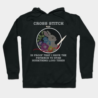 Snarky Cross Stitch Bunny in A Hoop is Stabby Hoodie